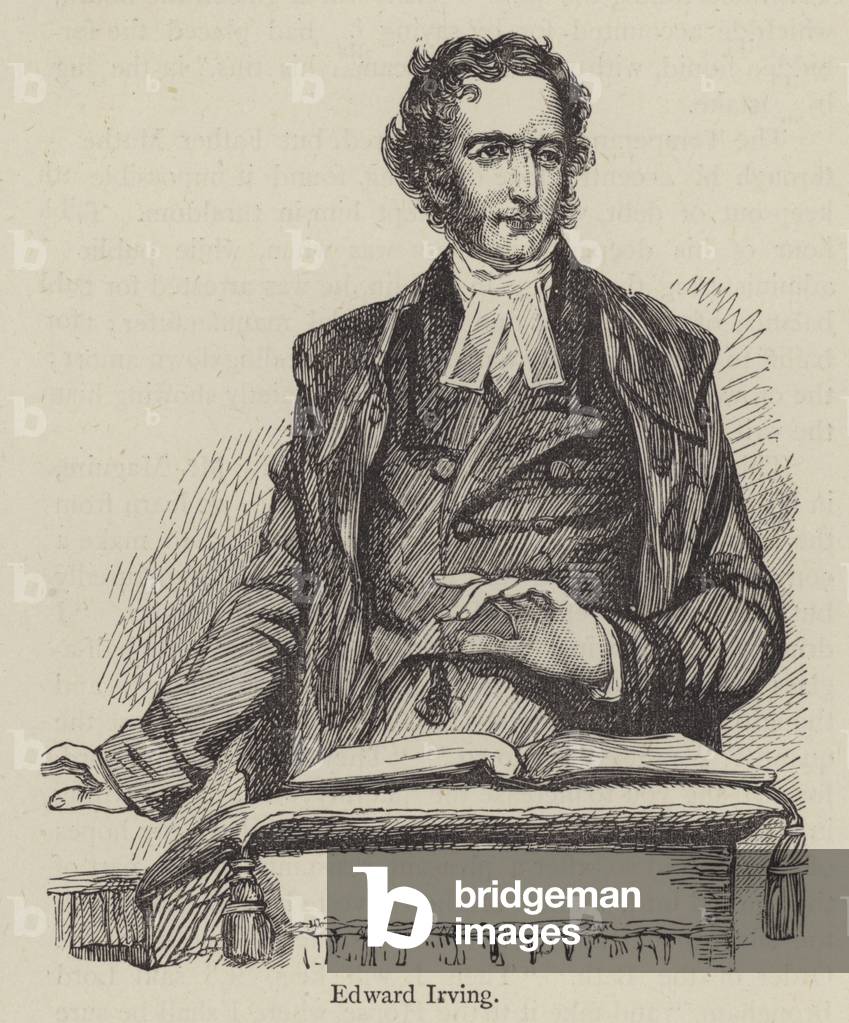 "Edward Irving (incisione)" di English School, b/w