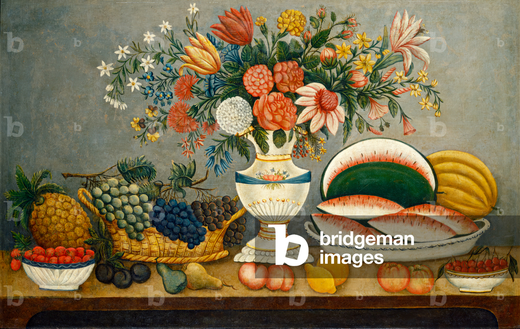 Bild von Gemälde "Obst und Blumen" 1850 von American School