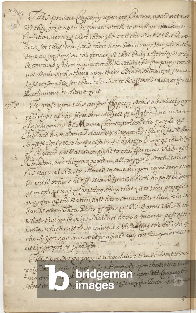 Bild von Zeichnung "Ein Schema für eine New East India Company" von English School, b/w