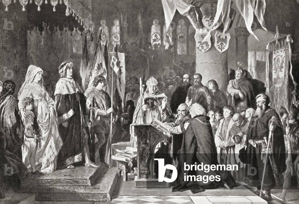 Die Städte Berlin und Köln schwören Frederick I. aus der Geschichte der Nationen, Kneipe. 1915