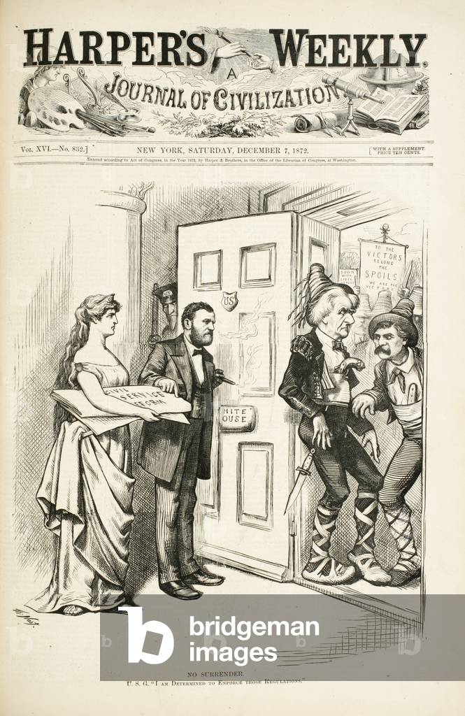 No Surrender; U.S.G., «I am Determined to Enforce those Regulations», 1872 (wood inciaving)