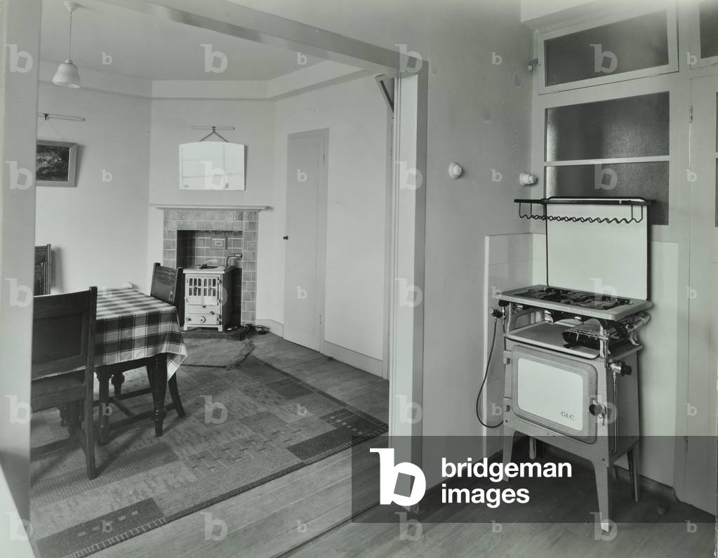 Image of Kingsmead Estate interior of flat, London, 1939 (b/w photo