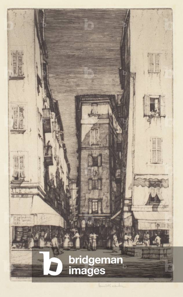 Rue Du Pont Vieume, Nizza (Tinte auf Papier)