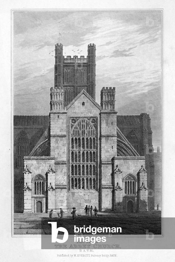 Est de l'église de l'Abbaye par English School, b/w