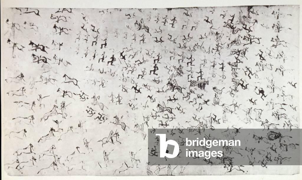 Image of battle of the little bighorn drawing by amos bad heart