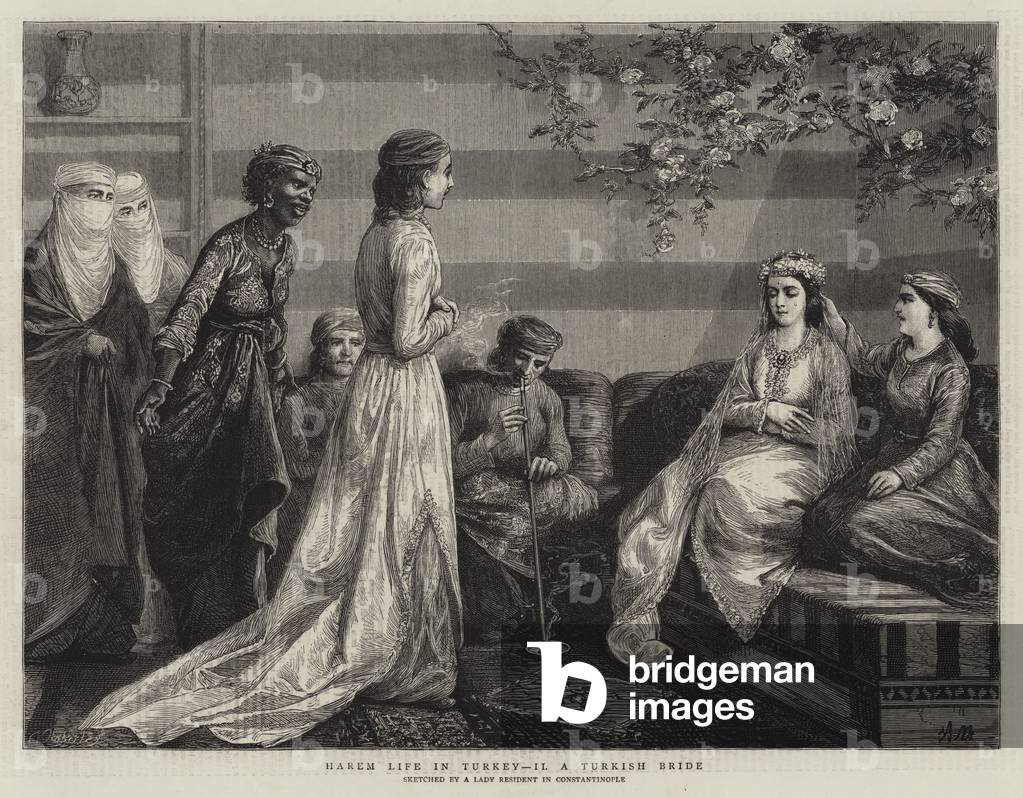 Harem Vita in Turchia, II, una sposa turca (incisione)