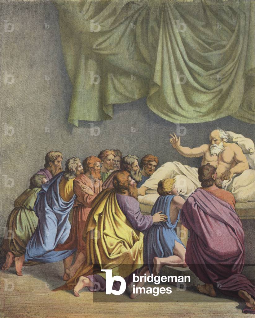 Jakob segnet seine Kinder (Farbe litho)