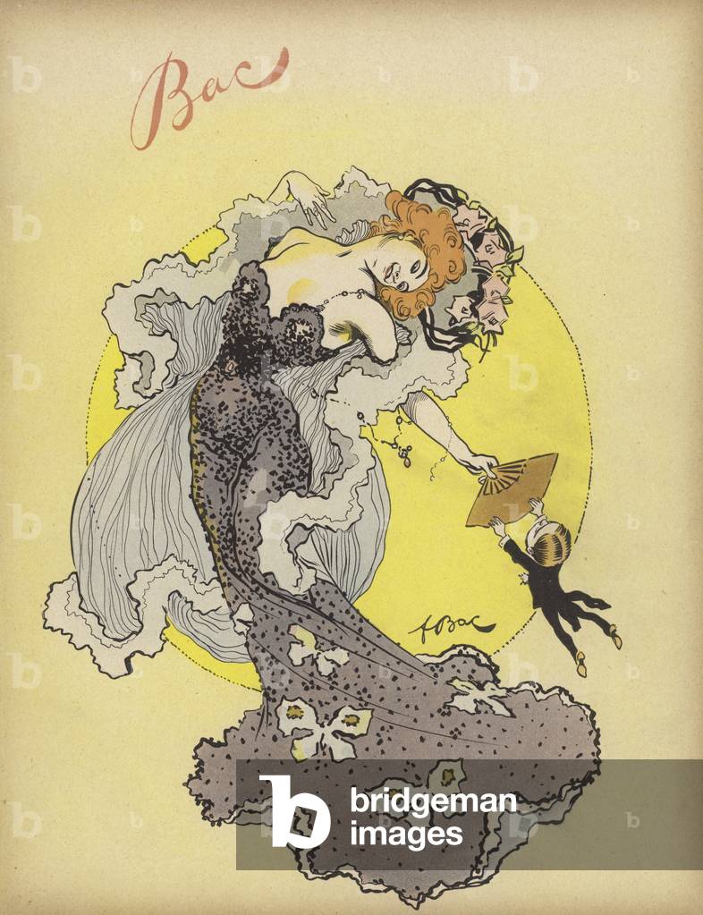 Uomo appeso al ventaglio di una bella donna (colore lito)