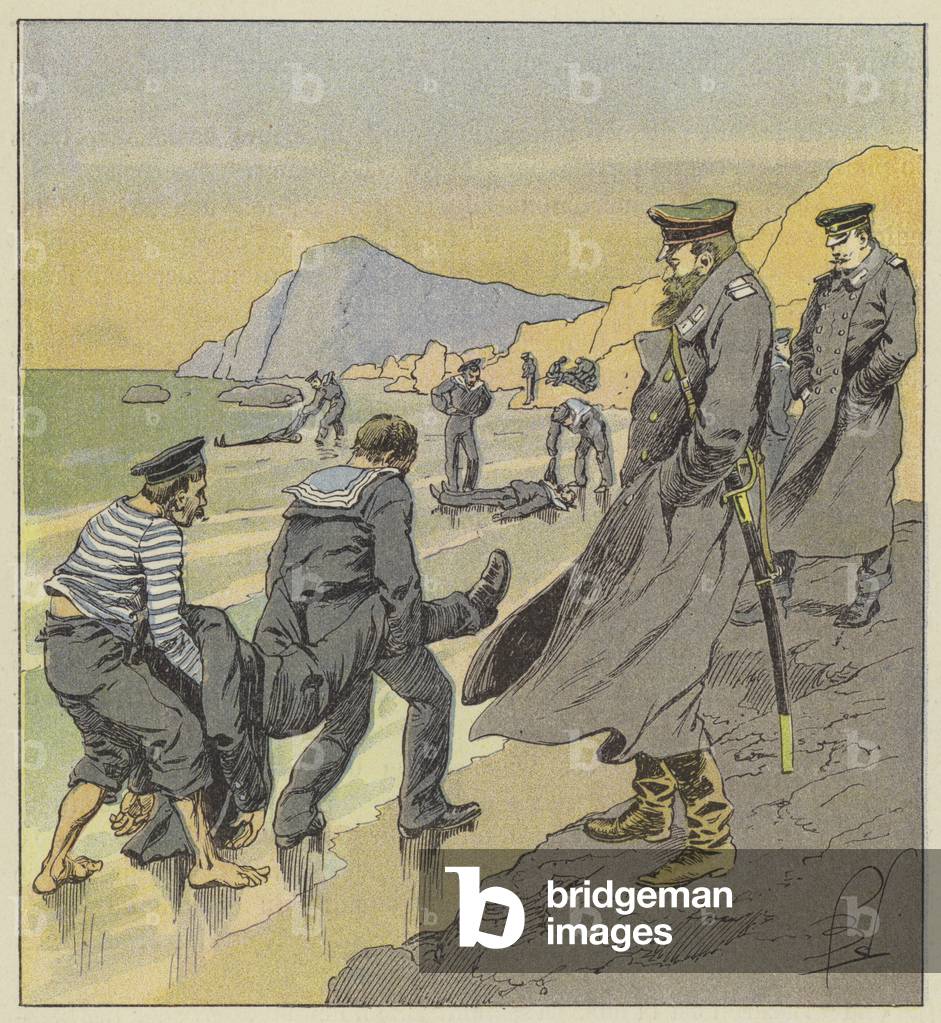 Repechage des cadavres des marins du Petropawlosk (Farbe litho)