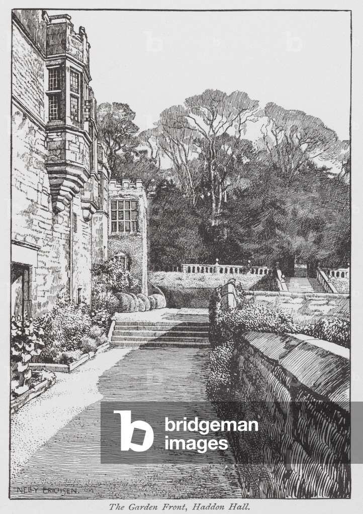 Die Gartenfront, Haddon Hall (Litho)