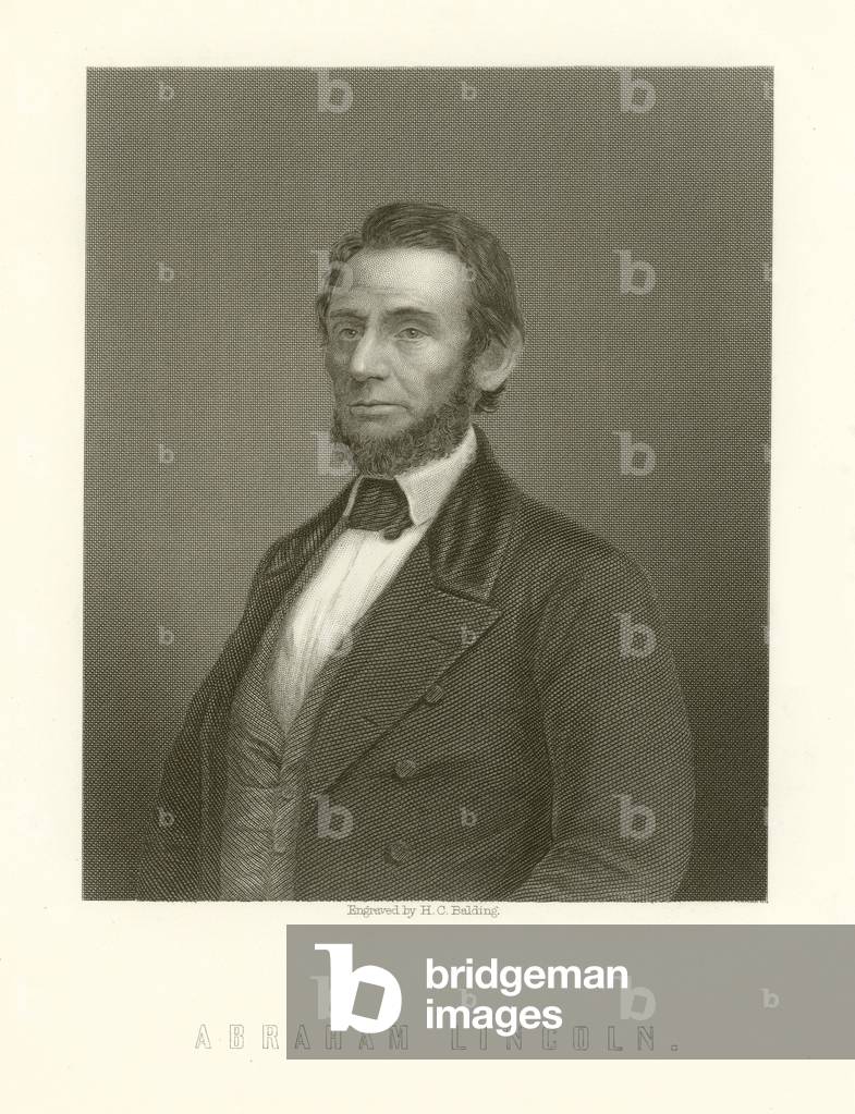 "Abraham Lincoln (incisione)" di English School, b/w