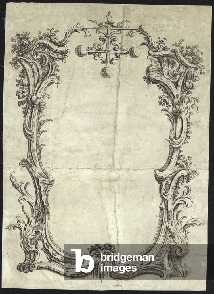 Design Rococo pour un cadre (gravure) 1801 par French School