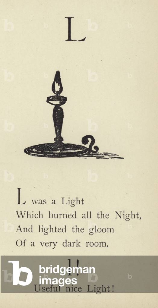 La lettre L (gravure) par Edward Lear, b/w
