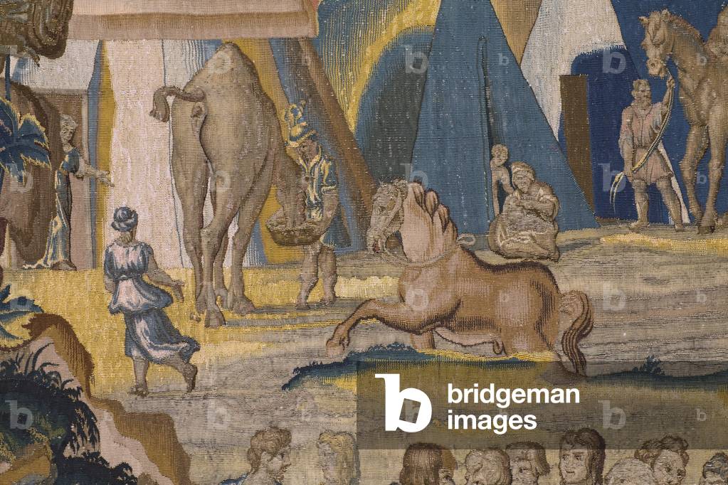 Tapisserie flamande. Série L'histoire de Moïse. Moïse au mont Sinaï. L'Atelier Joost van Herzele. Ca 1550. Dét