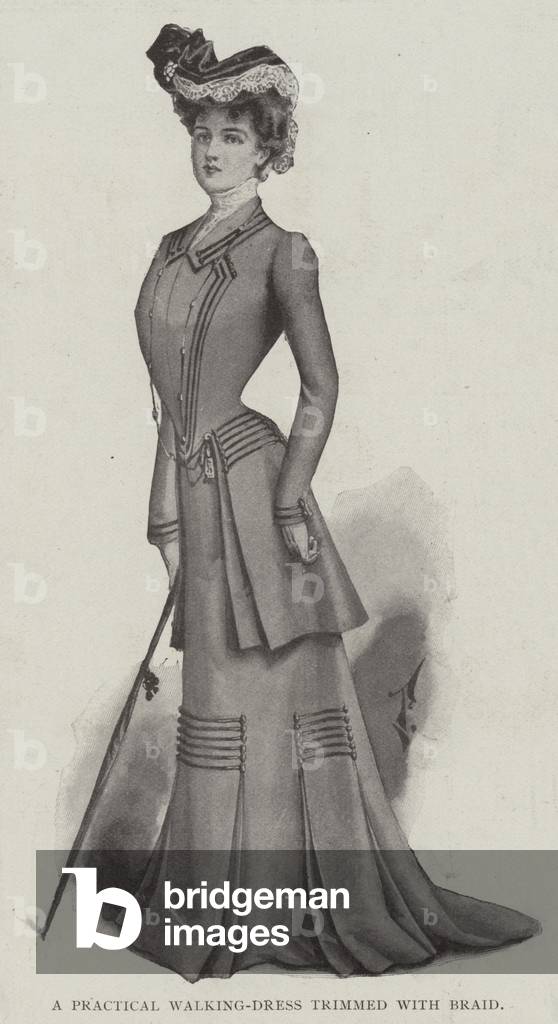 Bild von Druck "Ein praktisches Walking-Kleid mit Geflecht (Litho)" 1902 von English School
