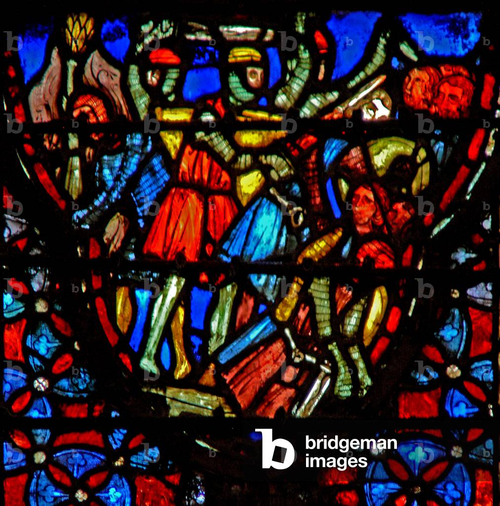 Window w4  Joshua and the Gibeonites confront five Amorite kings Josh X 10 (stained glass) 1246-48 by French A
