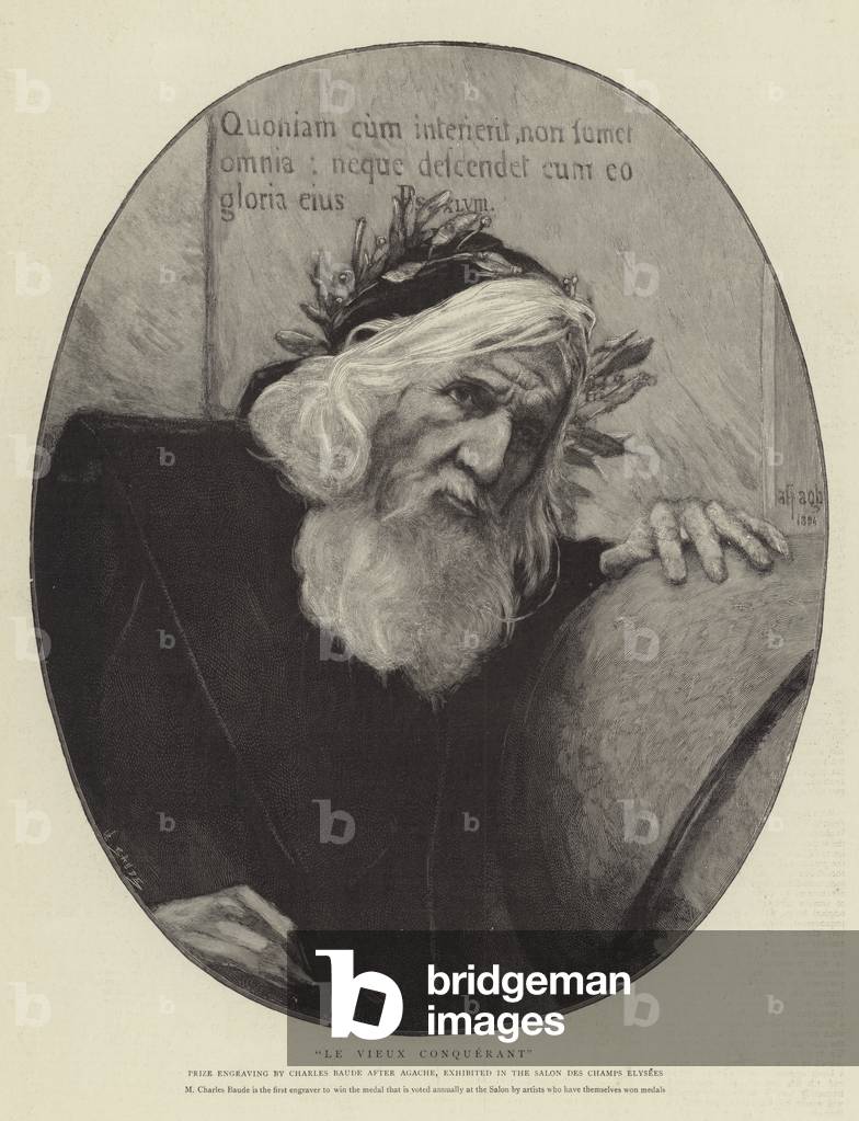 "Le Vieux Conquerant (incisione)" di Charles Baude, b/w