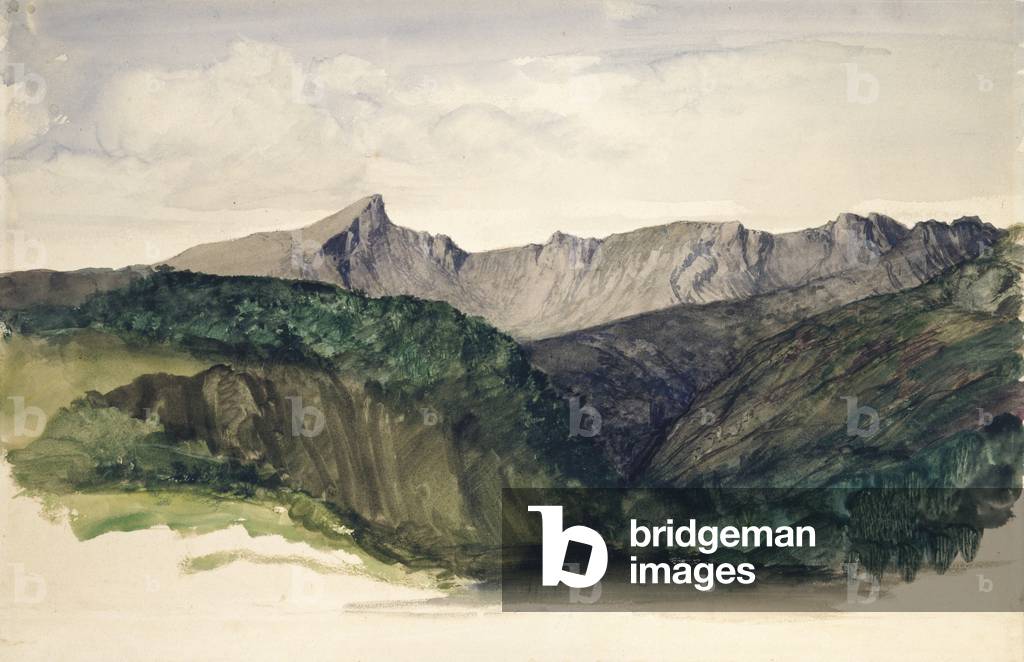 Study of a Distant Range of Mountains (Ben Nuis above Glen Rosa, Isle of Arran), 1860 (w/c on paper)