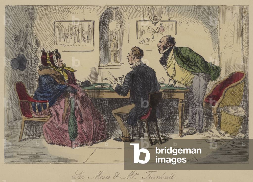 Immagine di Incisione "Sir Moses e la signora Turnbull (incisione colorata)" di John Leech