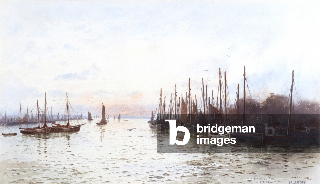 The Herring Fleet, Stornoway (watercolour)