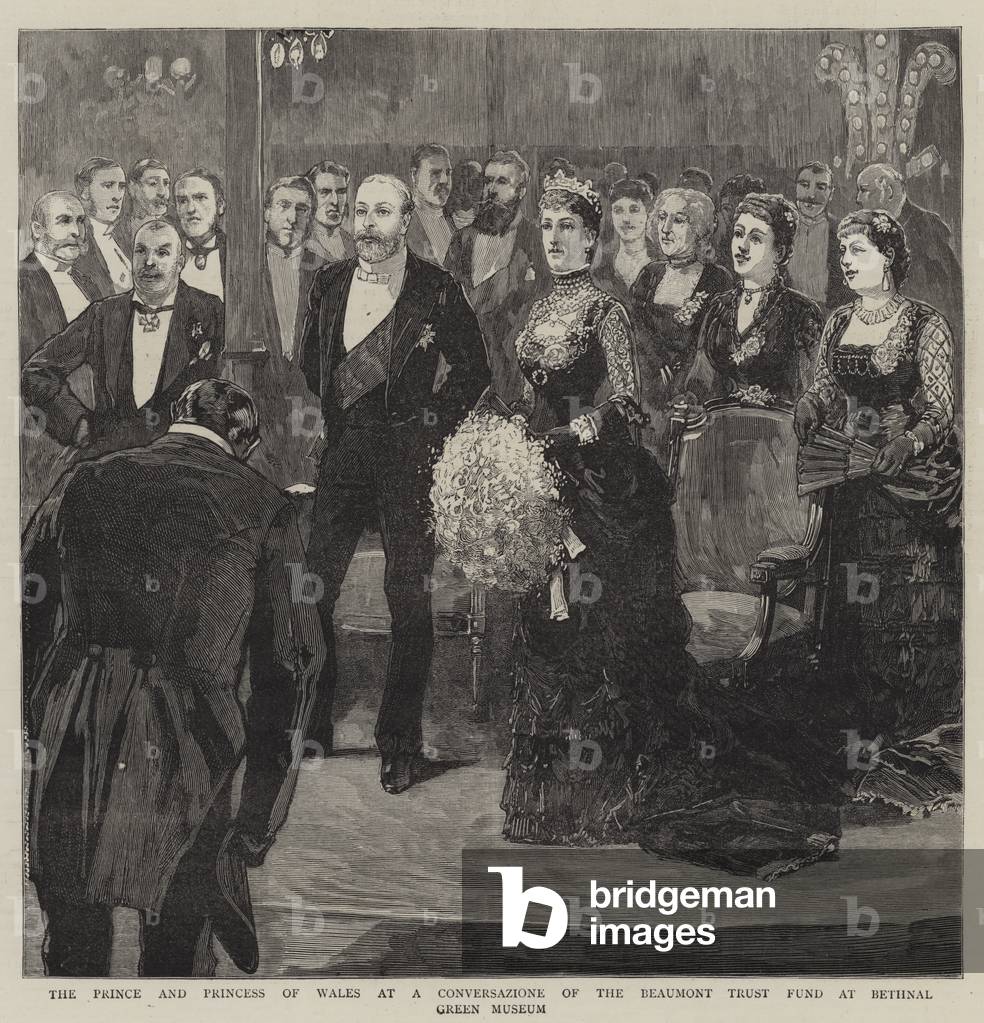The Prince and Princess of Wales at a Conversazione of the Beaumont Trust Fund at Bethnal Green Museum (engrav