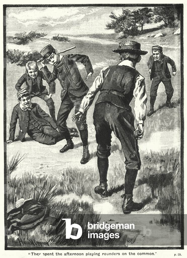 "They spent the afternoon playing rounders on the common" (engraving) by Harold Copping