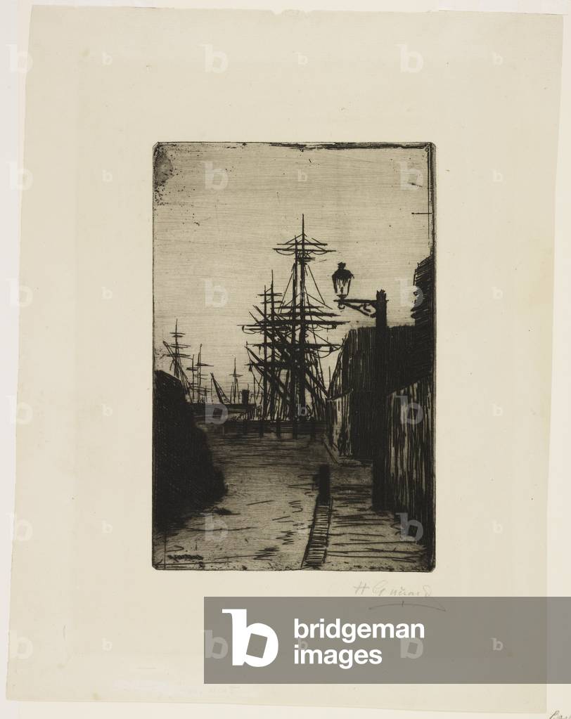 Docks, 19th century (etching)
