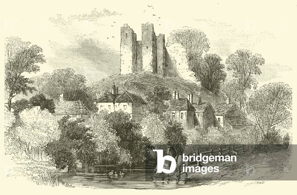 "Lewes Castle (Gravur)" von English School, b/w