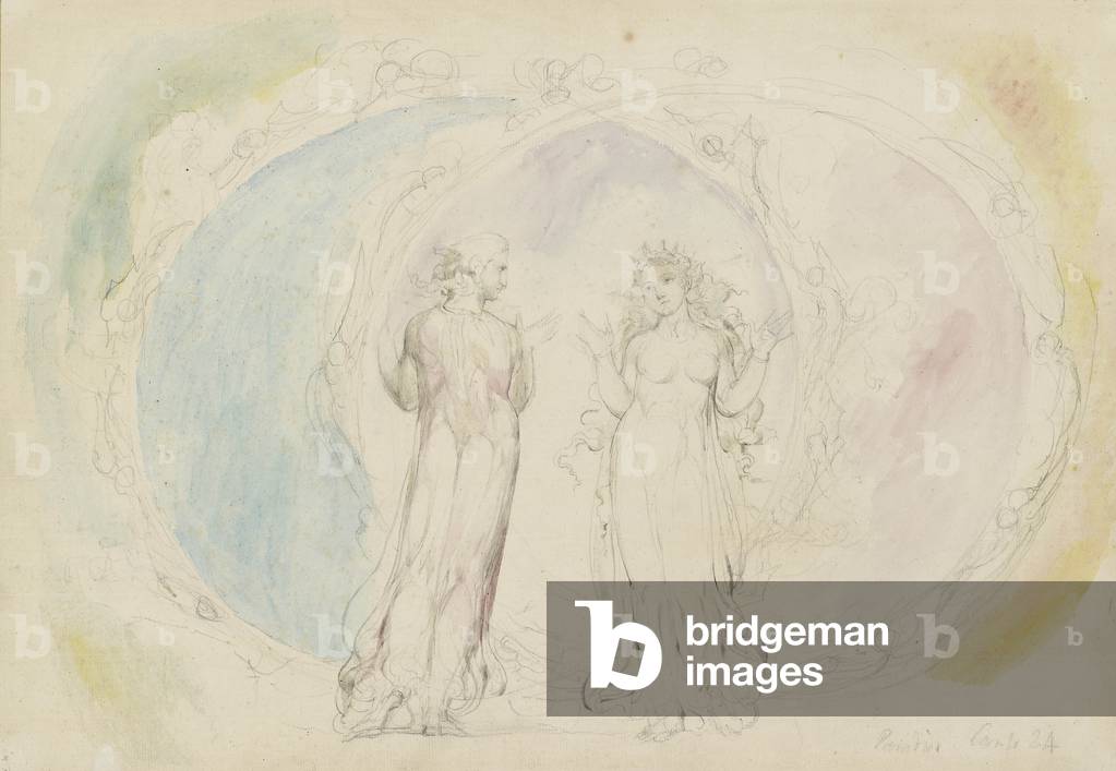 Beatrice e Dante in Gemini, tra Sfere di Fiamma, illustrazione alla 'Divina Commedia ', Paradiso, 1825-27 (con