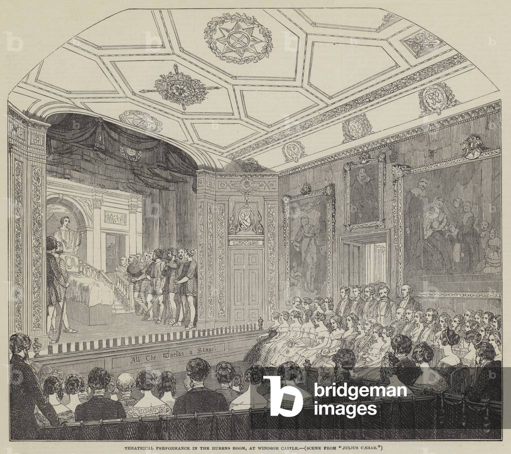 Spettacolo teatrale nella camera Rubens, al Castello di Windsor (incisione)