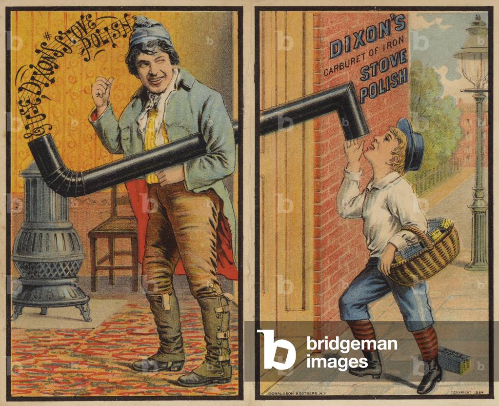 Homme et garçon avec cheminée à poêles (chromolitho) 1801 par American School