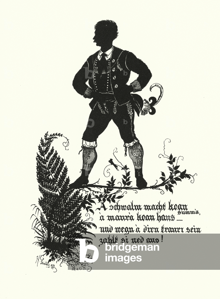 Bild von Druck "Scherenschnitt von Hugo Strohl (Litho)" 1801 von Hugo Gerard Strohl