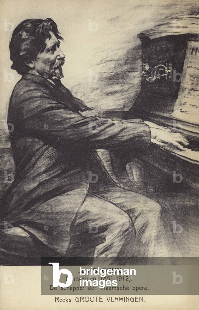 Jan Blockx, belgischer Komponist, Pianist und Lehrer (1851-1912) (litho)