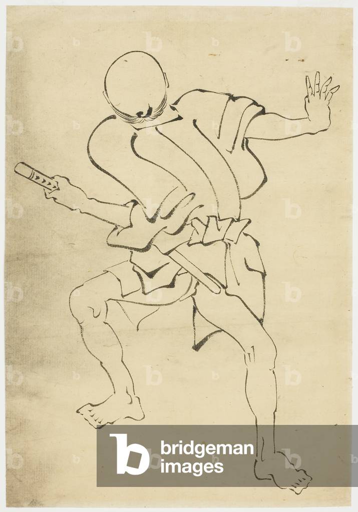 Image of Drawing depicting Armed Attendant (study) 1815 by Katsushika Hokusai