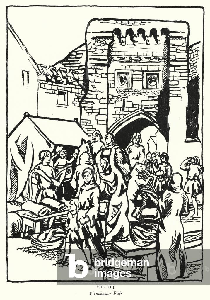 Image of Print depicting Winchester Fair (litho) by English Artist