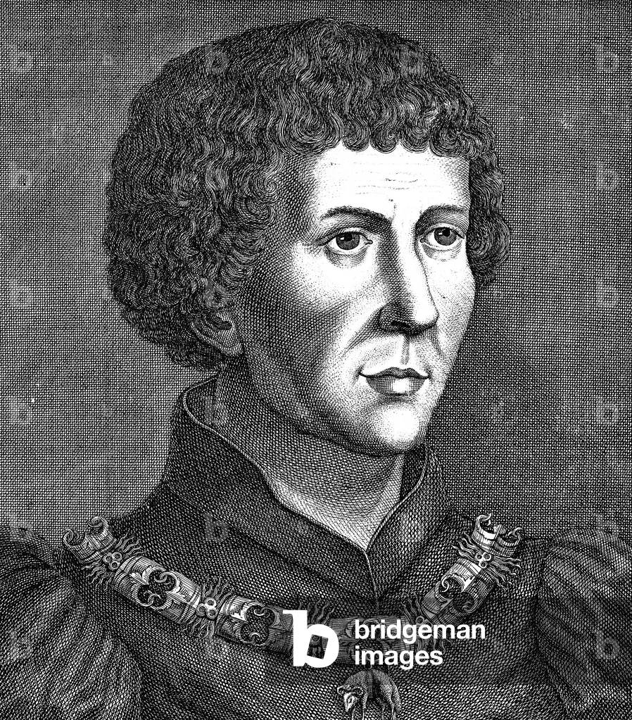 Charles the Bold (1433-1477), last duke of Burgundy in 1467-1477, with necklace of the Golden Fleece order, en