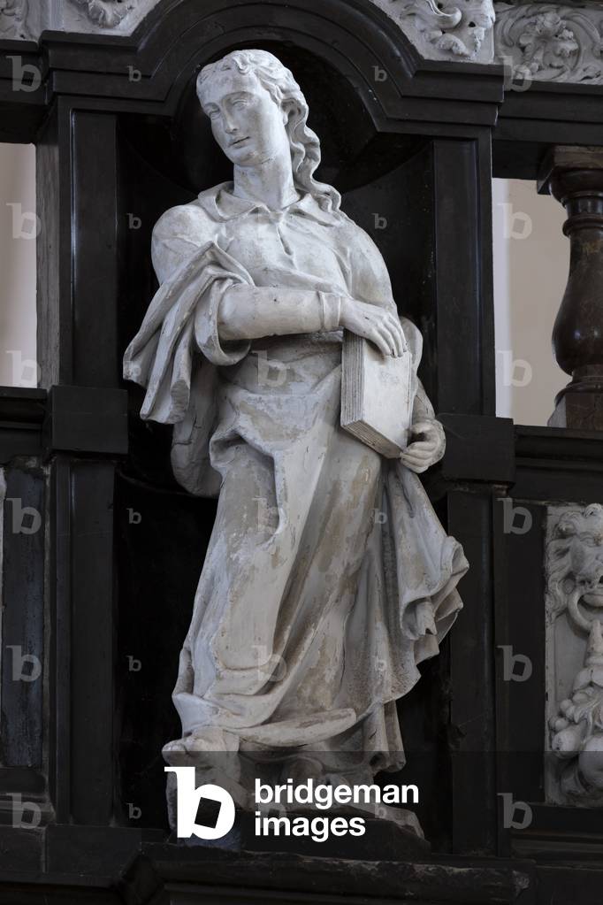 Innenansicht, Der Jubé, 1635, Detail, Statue, Stiftskirche, Collégiale Saint-Vincent de Soignies, Soignies, He