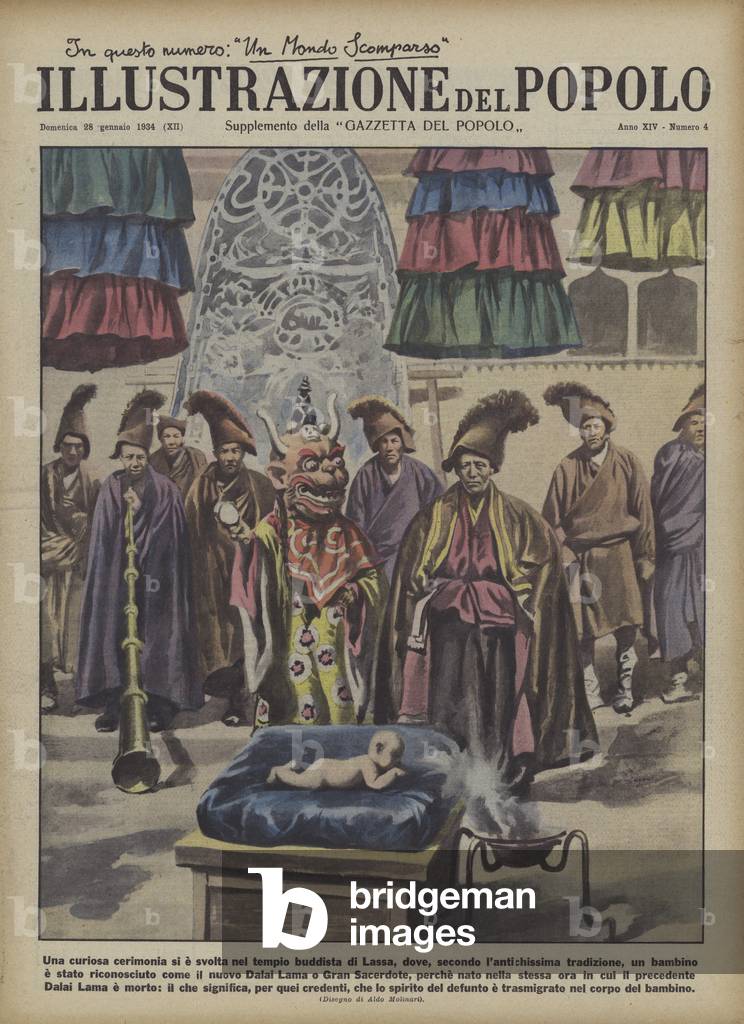 Cerimonia buddista nel Tempio di Lhasa, Tibet (colore lito)