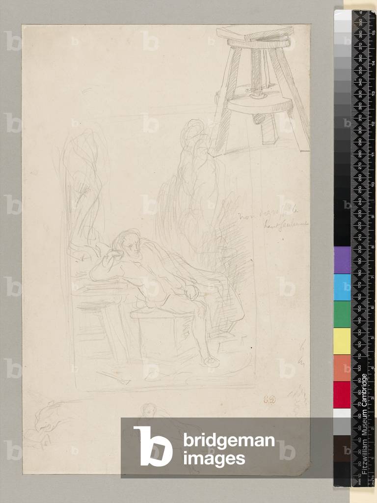 Studien für 'Michelangelo in his Atelier', 19. Jahrhundert (schwarze Blei auf Papier)