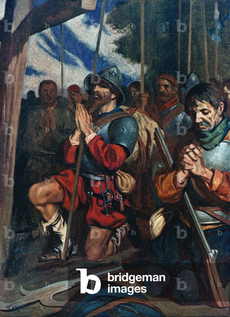 "Die ganze Armee kniete im Schlamm und gestand ihre Sünden (Farbe litho)" von James Henry Robinson