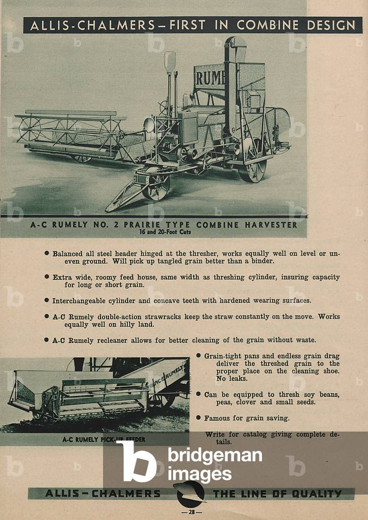 "Allis Chalmers Rumely Number 2 Prairie Typ Mähdrescher", c.1933