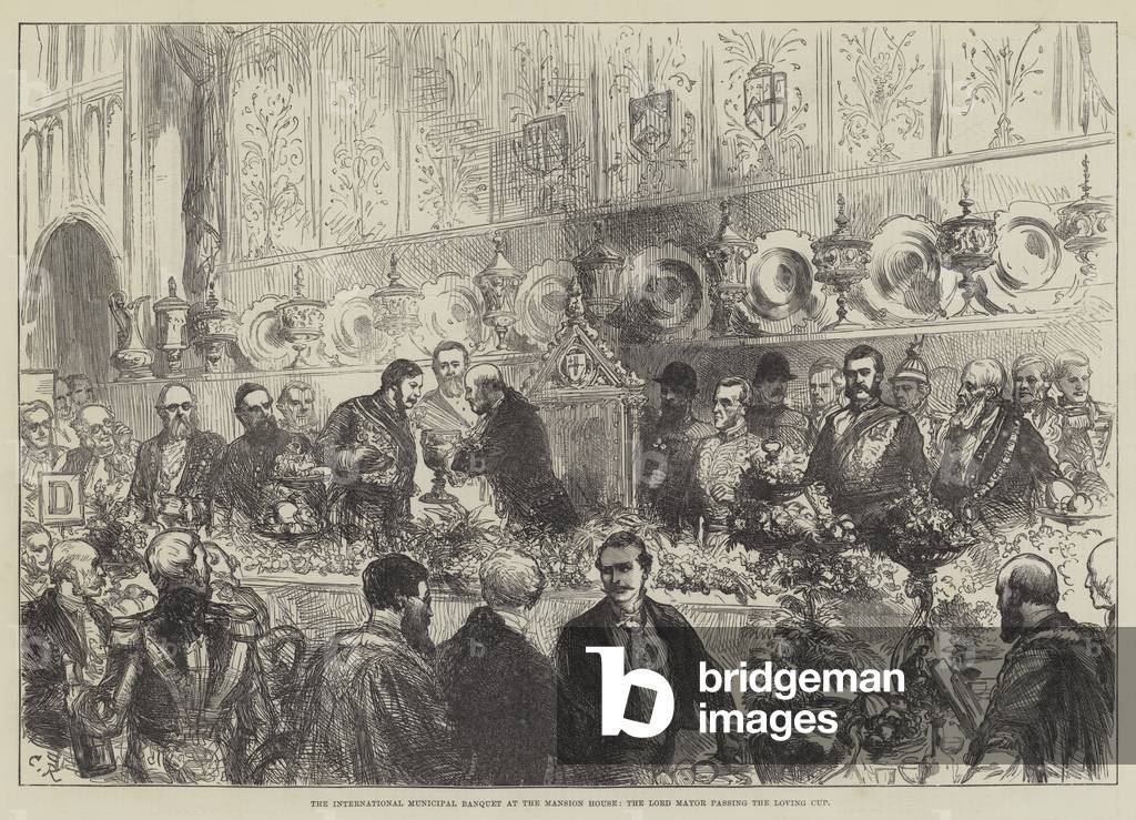 The International Municipal Banquet at the Mansion House by Charles Robinson, b/w