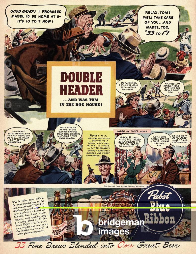 Image de Estampe représentant Pabst Blue Ribbon 1940