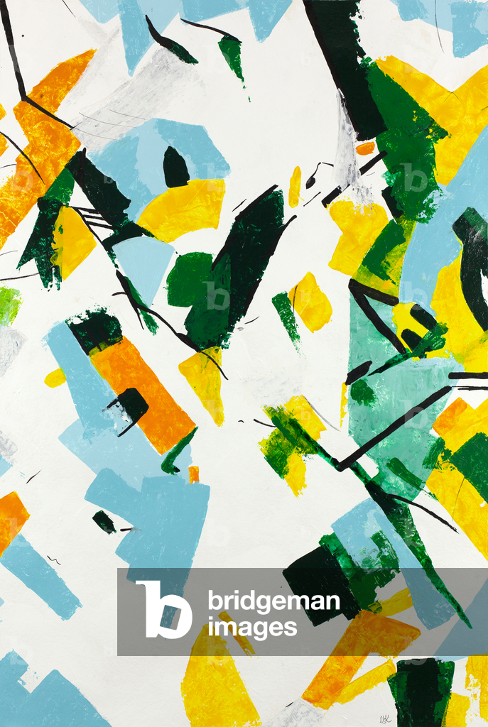 Birch tree abstracted, 2022 (acrylic paint and ink on cotton rag paper)