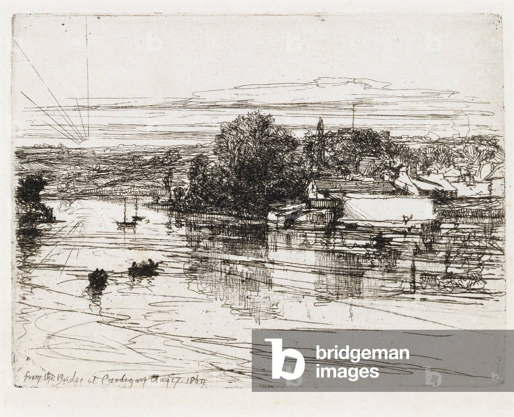 From the Bridge at Cardigan, 1864 (Radierung, möglicherweise mit Kaltnadelradierung)