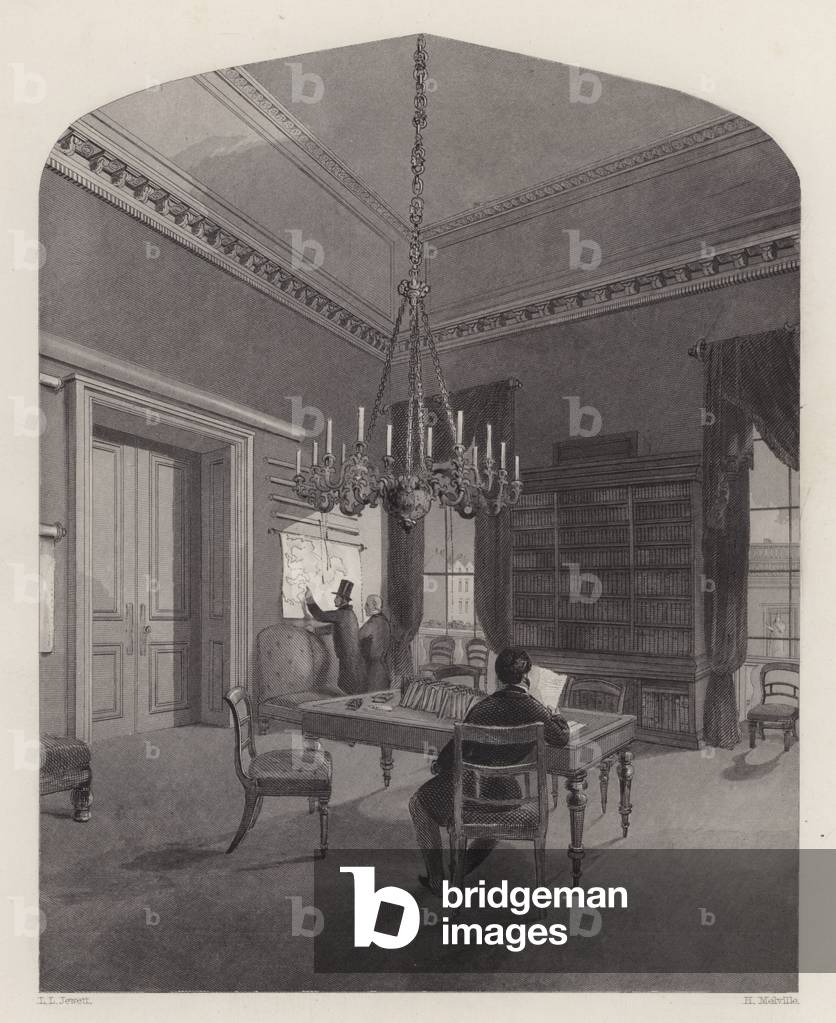 Map Room of the United Service Club par Henry Melville