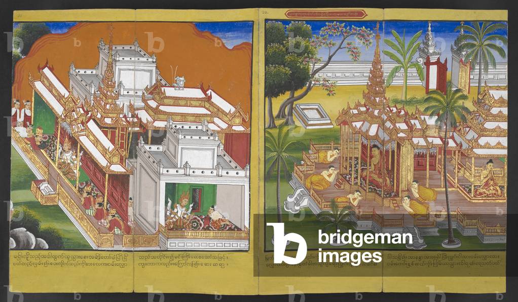 Szenen aus dem Leben Buddhas.