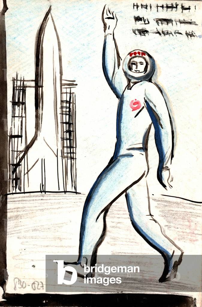 Cosmonauta, 1974 (tempera su carta)