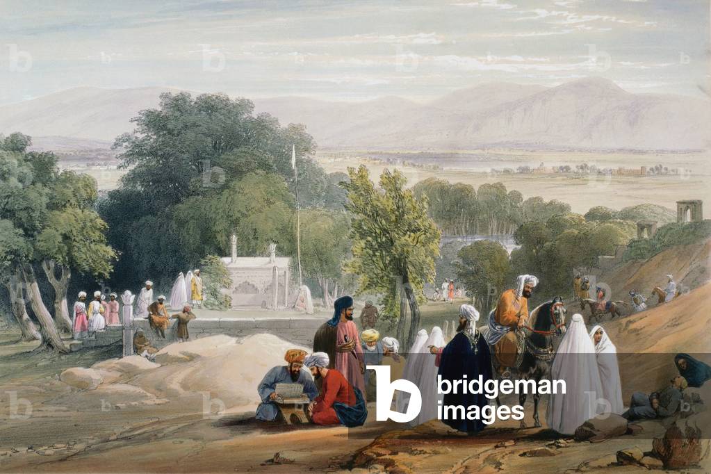 Erster anglo-afghanischer Krieg 1838-1842: Grab des Kaisers Babur (d1530). Von J Atkinson Sketches in Afghanis