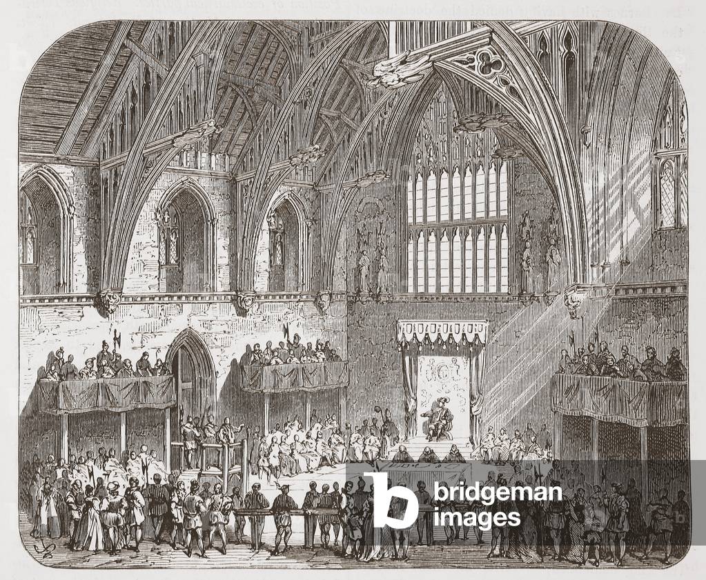 Trial of Lambert in Westminster Hall (litho)